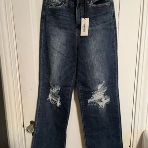 Judy Blue Straight Leg 90’s Style Distressed Jeans NWT size 7/28